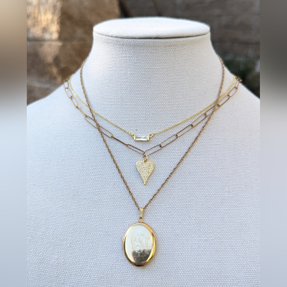 12k Gold Pendant Locket  Necklace Chain 22" Overlay B&B
